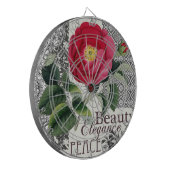 Rose Damask Hübsche Blumenantik Dartscheibe (Vorderseite Links)