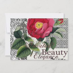 Rose Damask Hübsche Blumenantik Einladung
