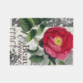 Rose Damask Hübsche Blumenantik Fleecedecke (Vorderseite (Horizontal))