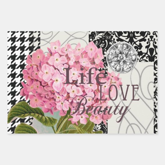 Rose Damask Hübsche Blumenantik Geschenkpapier Set (Vorderseite 2)