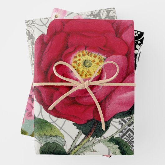 Rose Damask Hübsche Blumenantik Geschenkpapier Set (Beispiel)