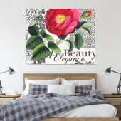 Rose Damask Hübsche Blumenantik Leinwanddruck (Insitu (Schlafzimmer))