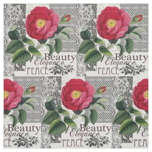 Rose Damask Hübsche Blumenantik Stoff (Muster)