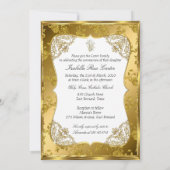 Rose Damask Pearl Gold White Cross Einladung (Rückseite)