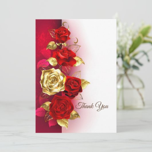 Rose Dankeskarte (Stehend Vorderseite)