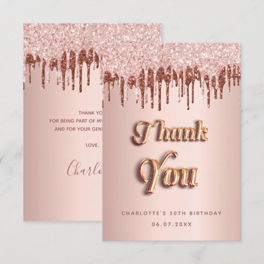 Rose Dankeskarte (Vorne/Hinten)