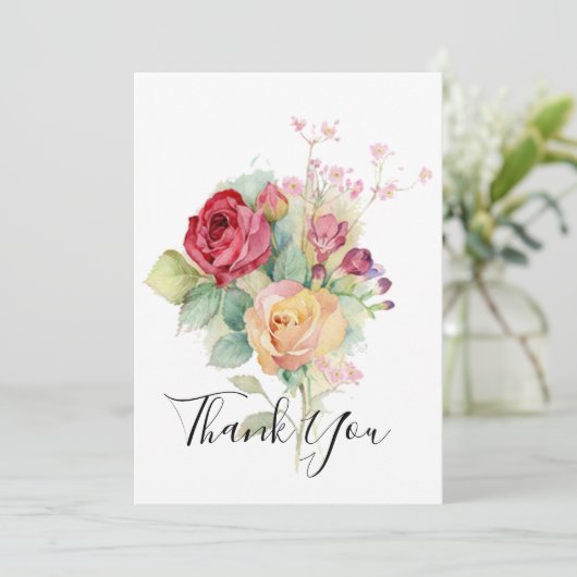 Rose Dankeskarte (Stehend Vorderseite)