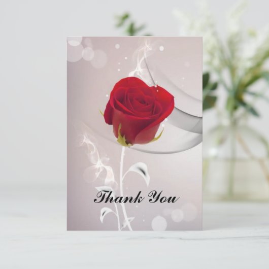 Rose Dankeskarte (Stehend Vorderseite)