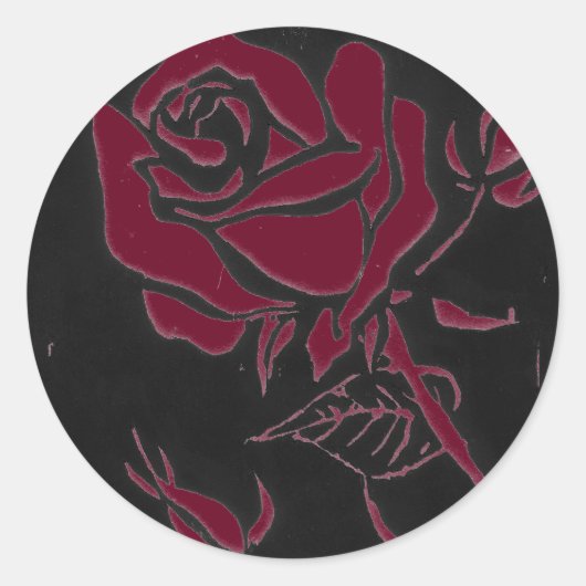 "Rose Dark #1" Runder Aufkleber (Vorderseite)