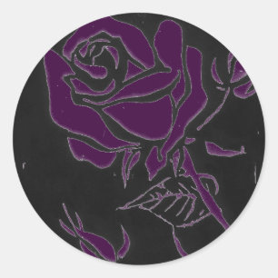 "Rose Dark #4" Blumenaufkleber Runder Aufkleber