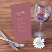 Rose | Dark Rose Hochzeitsdinner Drink Menü Menükarte