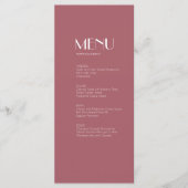 Rose | Dark Rose Wedding Menu Menükarte (Vorderseite)