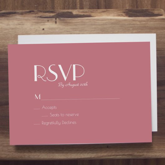 Rose | Dark Rose Wedding RSVP Card Karte