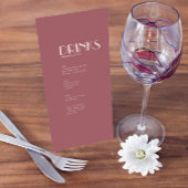 Rose | Dark Rose Wedk Drink Menu Menükarte