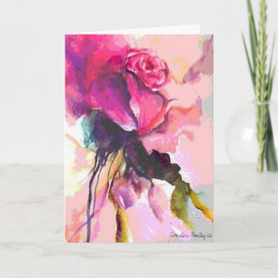 Rose de Amour, Watercolor Rose Card & Postage Karte