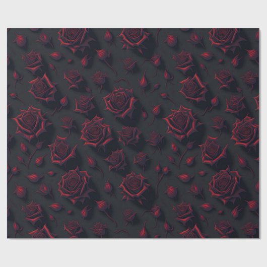 Rose Deep Red Blume Muster Wrapping Paper Geschenkpapier (Flach)
