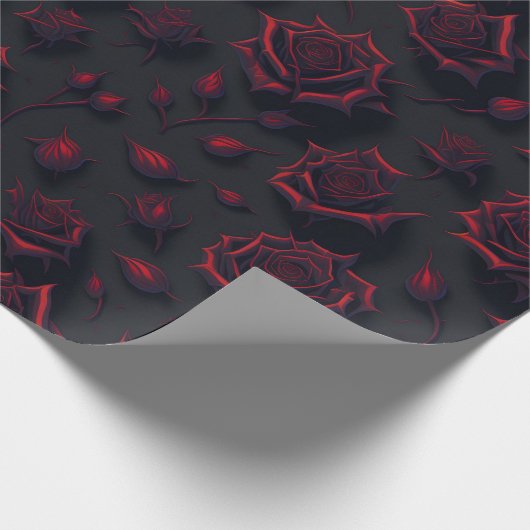 Rose Deep Red Blume Muster Wrapping Paper Geschenkpapier (Ecke)