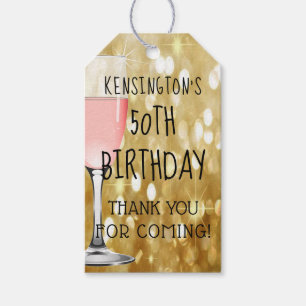 Rosé den ganzen Tag Goldschein-Geburtstags-Party Geschenkanhänger