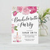 Rose Den ganzen Tag Rosa Junggeselinnen-Abschied Einladung (Stehend Vorderseite)