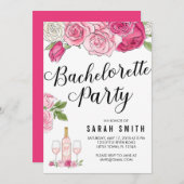 Rose Den ganzen Tag Rosa Junggeselinnen-Abschied Einladung (Vorne/Hinten)