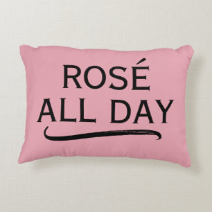 Rosé den ganzen Tag stilvolles schwarzes und rosa  Dekokissen