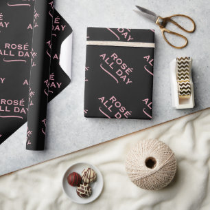 Rosé den ganzen Tag trendige schwarze und rosa Geb Geschenkpapier