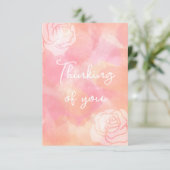 Rose "Denken Sie an Sie", Aquarellpinke-Karte Dankeskarte (Stehend Vorderseite)