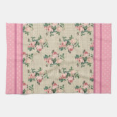 Rose der antiken Hütte und rosa Polka-Punkte Geschirrtuch (Horizontal)