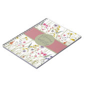 Rose der Aquarell-Wildblume und Sage Bloom Willy Notizblock (Linke Seite)