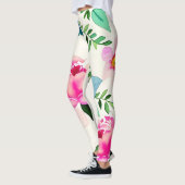 Rose der Aquarellfarben-Blume Leggings (Links)