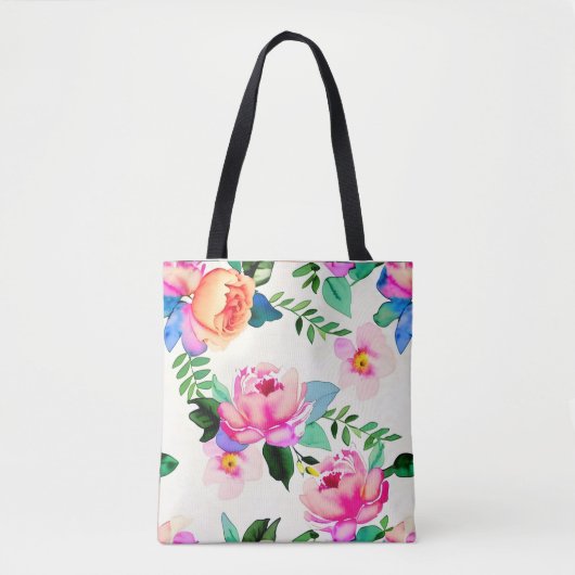 Rose der Aquarellfarben-Blume Tasche (Vorderseite)