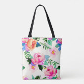 Rose der Aquarellfarben-Blume Tasche (Rückseite)
