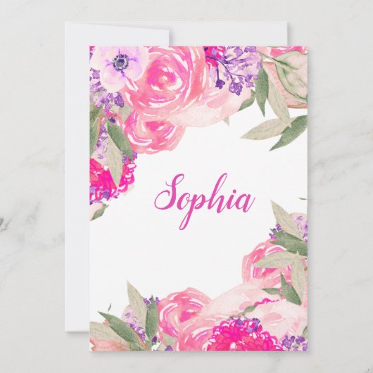 Rose der Babyfloralblüte pink Einladung (Rückseite)