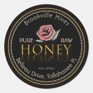 Rose der Blume "Black and Gold Pure RAW Honey Labe Runder Aufkleber