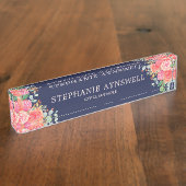 Rose der Blumenart Rose Gold Glitzer Namensplakette (Seite)