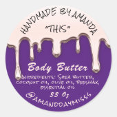 Rose der Body Butter Verpackung Lila Runder Aufkleber (Vorderseite)