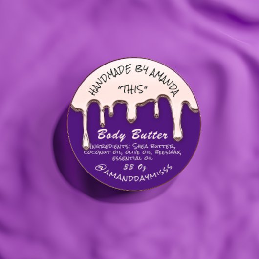 Rose der Body Butter Verpackung Lila Runder Aufkleber