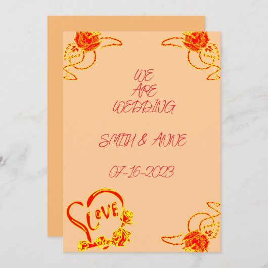 Rose DER BREITINVITIATION Einladung (Vorne/Hinten)