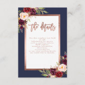 Rose der Burgunder Blumenflotte Gold Hochzeiten De Begleitkarte (Vorderseite)