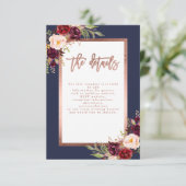 Rose der Burgunder Blumenflotte Gold Hochzeiten De Begleitkarte (Stehend Vorderseite)