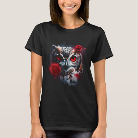 Rose der Eule Artwork Tierische Blume T-Shirt (Vorderseite)