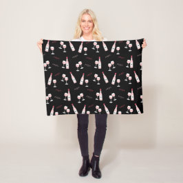 Rosé Der ganze Tag, Weinflasche und Gläser Monogra Fleecedecke