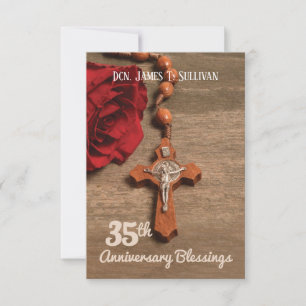 Rose der Gebetskarte 35. Ordination Jubiläum Dankeskarte
