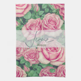 Rose der Geburtstag-Blume Juni Geschirrtuch