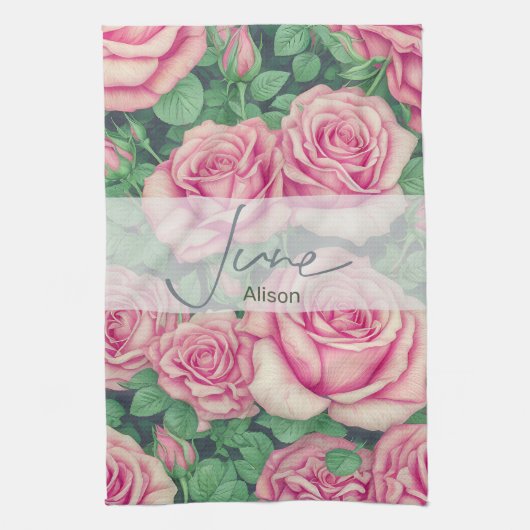 Rose der Geburtstag-Blume Juni Geschirrtuch (Vertikal)