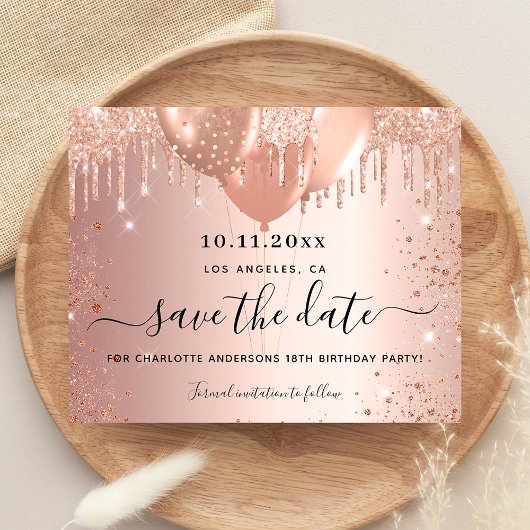 Rose der Geburtstagspartei Save the Date