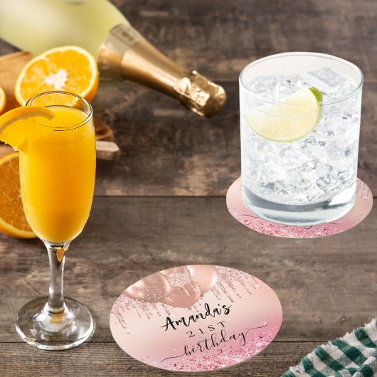 Rose der Geburtstagsparty Runder Pappuntersetzer