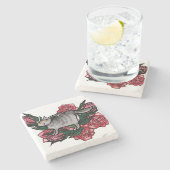 Rose der grauen Katze Steinuntersetzer (Seitenansicht)