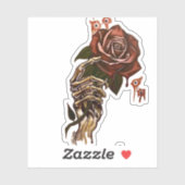 Rose der Hand des Skeletts Aufkleber (Blatt)