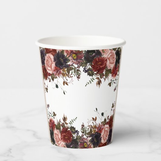 Rose der Herbstflora Blume Pappbecher (Rückseite)
